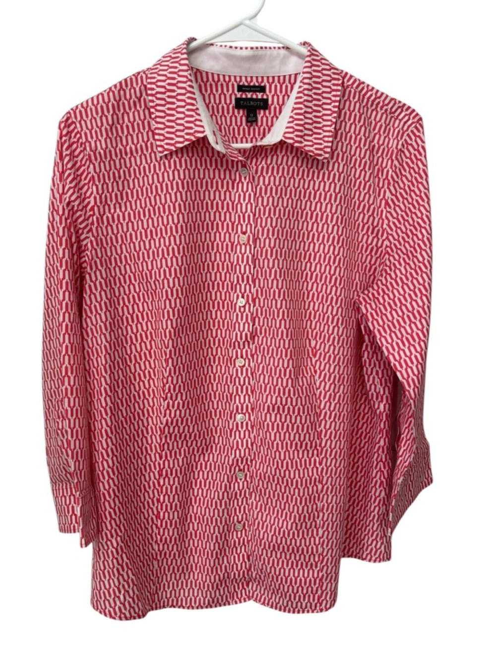 Talbots Wrinkle Resistant Top Women’s Size 12 Geometric Stripe Stretch